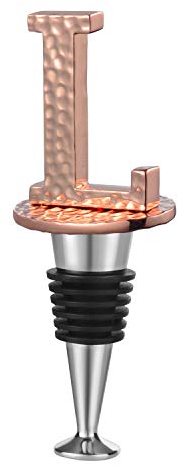 WishDeco Wine Stopper Letter L Rose Gold Plating, Wine Stopper Prosecco Champagne Sparkling Beer, Reusable Wine Saver, Wine Lovers Gift for Women Men