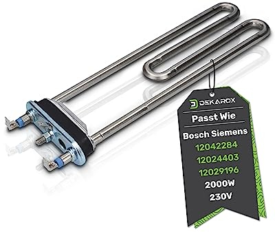 DEKAROX Heating Element 2000 W 230 V for Bosch Siemens 12042284 12024403 12029196 for Washing Machines such as iQ100 iQ300 Maxx Classixx Logixx VarioPerfect iSensoric Extra Class Siwamat