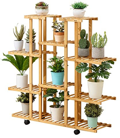 SXBHDM Blumenständer Pflanzenständer aus Holz Blumentreppe für Drinnen und Draußen Ecke Blumentopfhalter Großer Blumentopfständer Hoch Pflanzenregal Blumenregal Leiterregal Dekoratives Fenster
