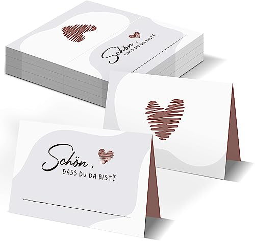 BIROYAL Tischkarten, 50 Stück Tischkarten Hochzeit, Namensschilder Hochzeit, Sitzplatzkarten Blanko, Platzkarten zum Beschriften, Tischkarten Geburtstag, Namenskarten zur Hochzeitsdeko & Tischdeko