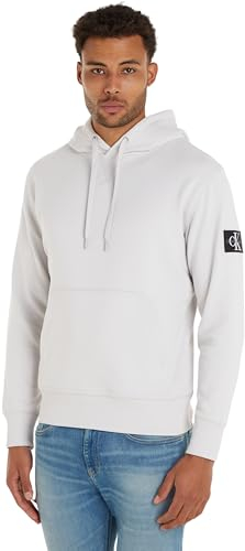 Calvin Klein Jeans Herren Hoodie Badge mit Kapuze, Grau (Lunar Rock), M