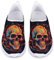 Kuiaobaty Mens Athletic Sneakers Fire Skull Paint Fashion Trainers, Black Casual Mesh Walking Shoes Slip on Trainers with Memory Foam