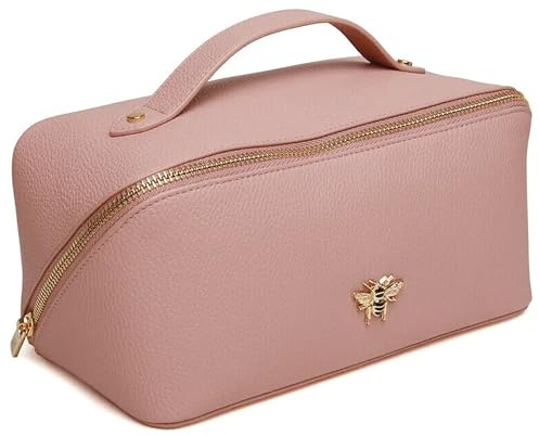 Luxury Beauty Case by Alice Wheeler London Train Case Vanity Toiletry Bag Make-Up Case for Ladies 3 Different Sizes ! (Pink, Large)