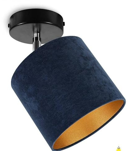 Light-Home Deckenbeleuchtung - Lampen Deckenlampen Milan Sammlung - Deckenlampe Industrial aus Metall und Stoff - Wandlampen 1-Flammig - Durchmesser 15cm - Marineblau mit Schwarz