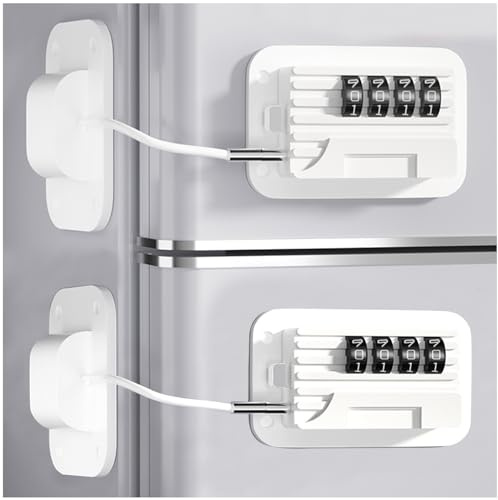 New Refrigerator Locks with Combination - 2 Pack Child Proof Fridge Locks for Kids and Aldult with 4 Code, Cabinets Safety Door Lock for Freezer and Drawers, Windows - No Tools Need or Drill