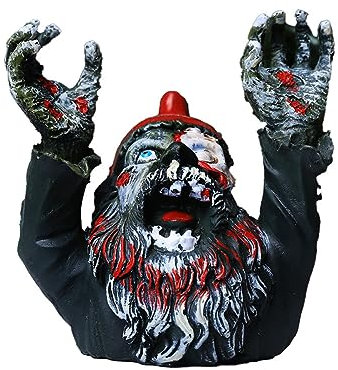BIOSA Realistic Garden Gnome Graveyard Statue Resin Spooky Halloween Zombie Gnome Sculpture for Outdoor Garden Patio Yard Lawn