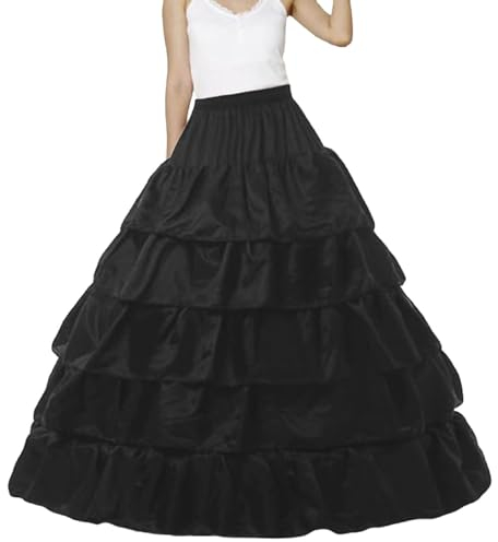 Amen Reifrock Brautkleid Lang A-Linie Petticoat Rockabilly Barock Kleid Unterröcke Krinoline 4 Ringe mit Rüschen fur Hochzeit Karneval Halloween