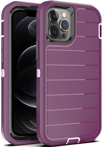 YmhxcY for iPhone 13 Pro Max/iPhone 12 Pro Max Case,3-in-1 Super Heavy duty phone protective case/Shock Protection/Dust Proof/Super sturdy, Designed for iPhone 13 Pro Max 6.7-Purple/Pink