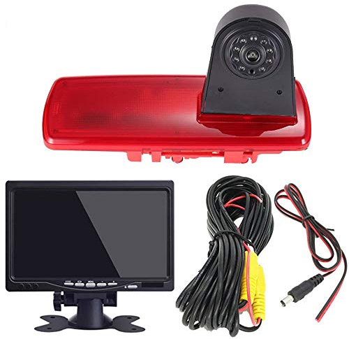 HD Bremsleuchte Kamera mit 7 Zoll LCD Monitor,Nachtsicht Rückfahrkamera Ersatz für Opel Vauxhall Vivaro B Combi Kasten Turbo FWD X82/Renault Trafic III 3 Bus Kasten EG JG FG 1FL/2FL/3FL/4FL