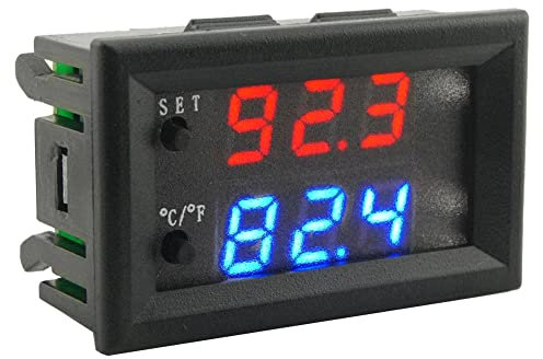 Yuemsh W2809 12V AC110-220V Sonda Termostato Digitale con Display un LED per Controllo Temperatura con Strumento di Controllo del/Raffreddamento