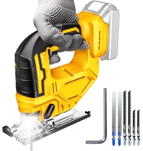 Scie Sauteuse 750W, Scie Multifonction sans Fil Professionnelle 18V(21V Max) Compatible avec Makita 18V, Variateur de vitesse Angle d'inclinaison ±45°, 6 Lames de Scie Changement de Lames Rapide