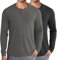 COOFANDY Men's Shirts Henley Classic T-Shirt Grandad Collar Shirts Casual Tops Undershirt for Men UK Black/Dark Gray L