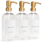 Stylish Shampoo and Conditioner Dispenser Set of 3 - Modern 21oz Shower Soap Bottles with Pump and Labels - Easy to Refill Body Wash Dispensers for an Instant Bathroom Decor Upgrade