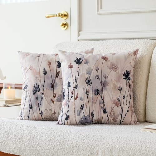 Vorysum Wetterfest Kissenbezug 45x45cm Outdoor Kissen Abstrakt Sommer Sofakissen Blumen Dekokissen Kissenbezüge Dekorativ Kissenhülle aus Polyster für Garten Sofa Wohnzimmer Bett 2 er Set