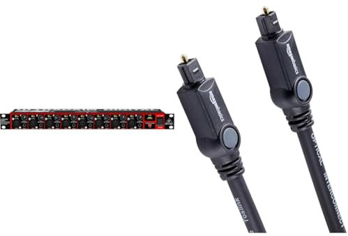 Behringer Ada8200 Interface Audio Numérique Usb 8 Entrées et 8 Sorties Adat Audiophile avec Préamplis Micro Conçus par Midas, Noir & Amazon Basics Câble optique audio numérique TOSLINK 1 m, Noir