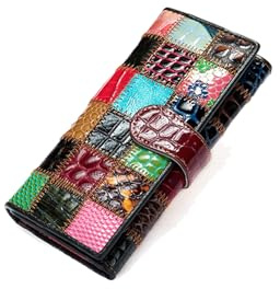 PORRASSO Portefeuille Femme Cuir Coloré Porte-Monnaie Grande Capacité Porte Monnaie Mode Portefeuille Wallet