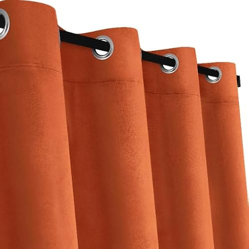 Voppi Ösenvorhang 140x260cm lang orange rost Blickdicht für Balkonfenster Terrasse für Wohnzimmer Wohnzimmer Schlafzimmer Esszimmer