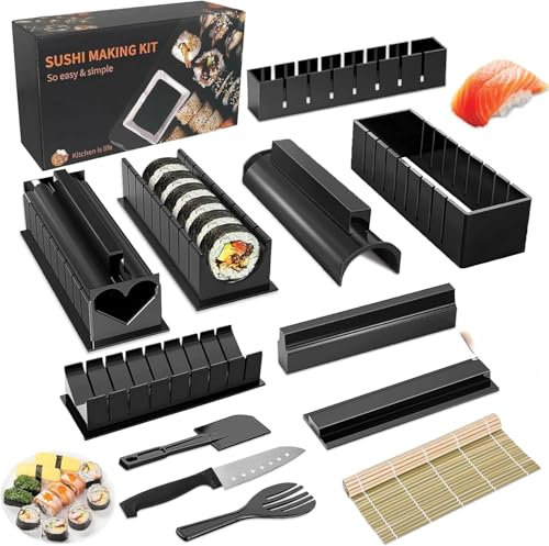 THP DEALS Sushi Making Kit - Premium 12 Pcs DIY Sushi Tool Set With Rice Roll Mold and Roller