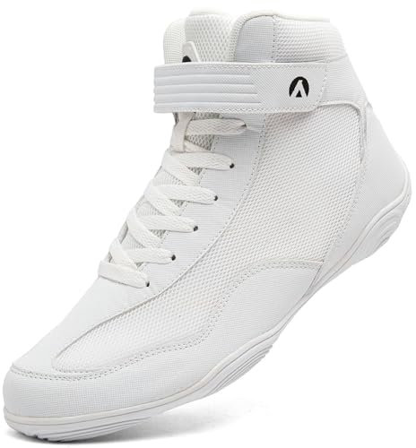 Mufanton Scarpe da Boxe da Uomo Scarpe da Wrestling Scarpe da Pugilato Traspirante Scarpe Combat Boxers Scarpe da Kickboxing Leggero Stivali da Bambino,Bianco,EU41