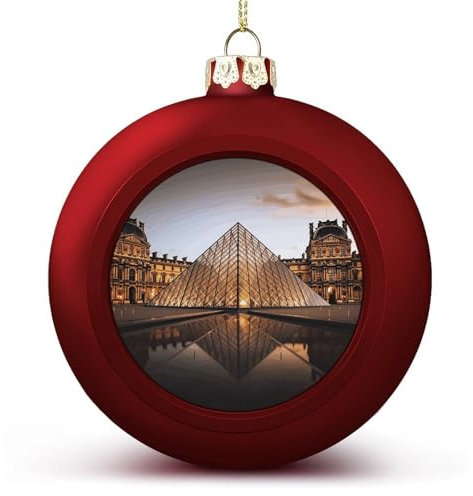 Weihnachtskugel-Ornamente, Louvre-Museum in Paris, bedruckte Weihnachtskugeln, hängende Weihnachtskugeln, Halloween-Deko-Kugeln