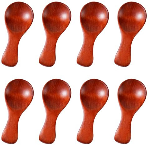8pcs Small Wooden Spoons, Mini Condiment Spoons Tiny Spoons Miniature Wooden Serving Utensils for Spices Sauces Sugar Honey