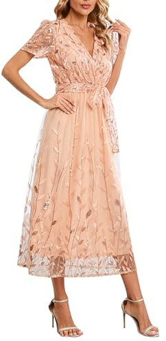 WVONIF Robe à Franges à Sequins des Années 20 avec Ensemble d'Accessoires pour Déguisement Charleston et Gatsby Femme Midi Dresses for Women Kaftan Pareos Pas Cher Solde (Rose Gold, M)