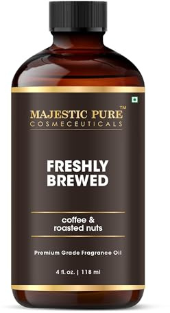 Majestic Pure Coffee & Roasted Nuts Fragrance Oil, 118ml Candle Making | Scents| Coffee Flavour, Cocoa Extract, Nutmeg Oil Used in Diffusers, DIY, Self Care