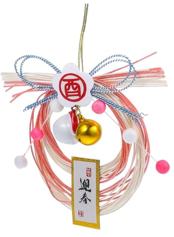 Garneck Japanisches Neujahrsdekor Hängende Gras Wanddeko für Restaurant Zuhause und Auto Stilvoller Japanischer Kranz Langlebige und Praktische Dekoration für Warmes