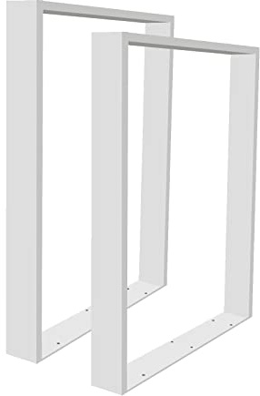Willonin DIY Tischbeine aus Metall, DIY Tischmöbel aus Metall, Beine ideal für Esstisch, Büro, Set mit 2 Tischbeinen, industrielles Design, 60 x 72 cm, weiß
