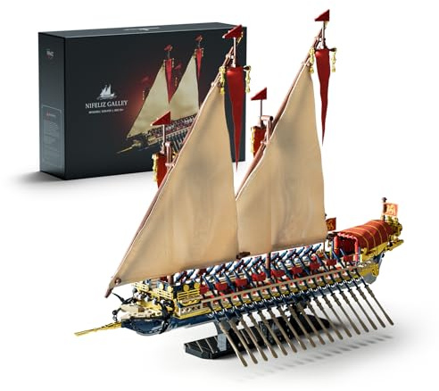 Nifeliz Galeeren-Segelschiff Modellbausatz für Erwachsene, NF10338 | Galeassen-Stil Flaggschiff Klemmbausteine zur Ausstellung und Sammlung, Geschenk für Schiffsenthusiasten