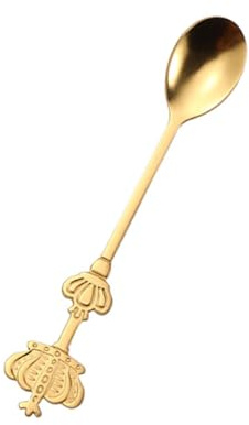 Raguso Crown Spoon Creative Golden Stainless Steel Double Crown Coffee Spoon for Tea,Dessert,Great As a Friends and Family,Gold Color