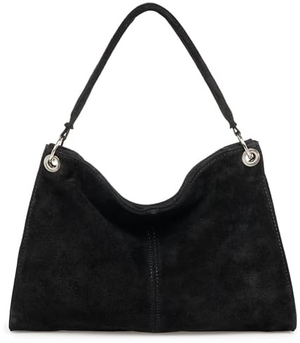 Caspar Elegante Wildleder Handtasche Damen Leder Schultertasche Crossbody Bag Umhängetasche aus hochwertigem Veloursleder - PREMIUM LINE - Modell No.838 - Made in Italy