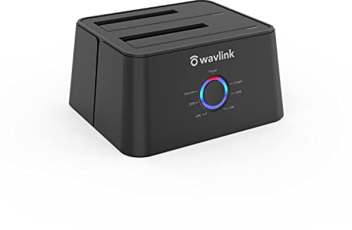 WAVLINK Station d'accueil USB 3.0 vers SATA Double Baie pour Disque Dur SATA 2,5 et 3,5 SATA et SSD, UASP optimisé et Prend en Charge la Fonction de clonage Hors Ligne