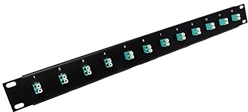 LC-Faser-Patchpanel mit 12 Anschlüssen, 10 GB/40 GB, Multimode (Aqua-Koppler) (geladen 1u), 48,3 cm