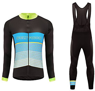 UGLY FROG Radsport Anzüge für Damen Radtrikot Set Langarm Fahrradjacke und Lange Radhose Winter Fahrradbekleidung Outdoor