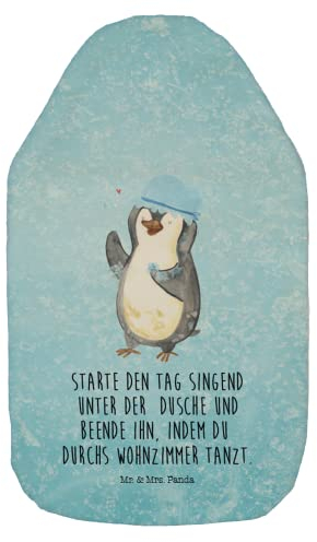 Mr. & Mrs. Panda Wärmflasche Pinguin Duschen - Geschenk, Motivation, Körnerkissen, Wärmekissen, Bettflasche, Wärmflaschenbezug, Neuanfang, baden,