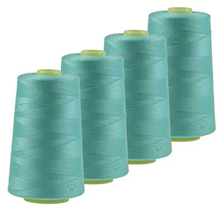 4 x 4572m Qualitäts Overlock-Garn Oeko-Tex Overlock-Nähgarn Farben 581 bis 620, Farbe:A600 pastelltürkis