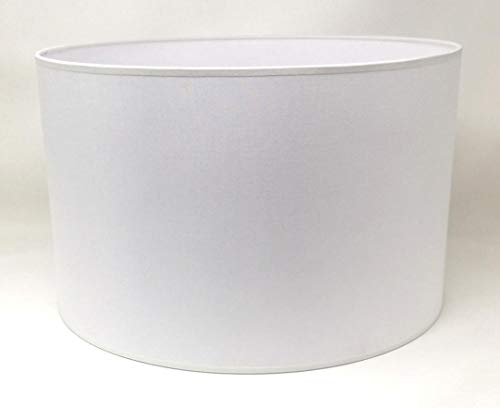Pantalla Cilíndrica con tela de Algodón, hecha a Mano para Lámpara de Techo, Lámpara de mesa, Lámpara de pie (50 cm Diámetro, 25 cm Altura, Blanco)