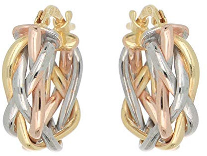 DelPia, Orecchini Modello Treccia in Oro 18kt e Argento Sterling 925 Tre Colori (10)