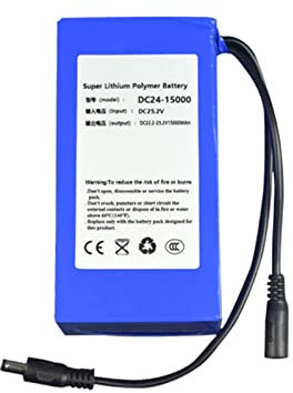 FREEDOH DC 24V Rechargeable Lithium-ion Battery Pack 15000mAh Portable Large-capacity Lithium Polymer Battery with Charger Fit for Electric Toys Outdoor Lighting Xenon Lights LED Strips, etc.