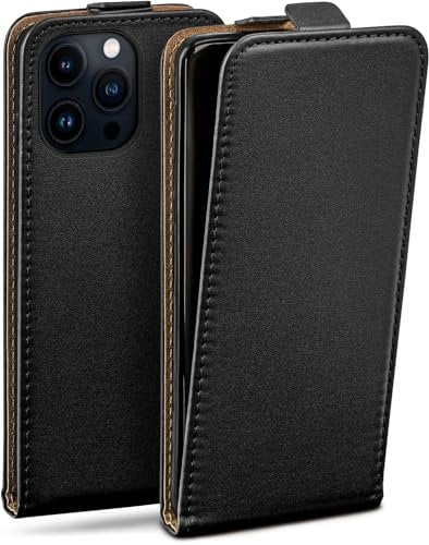 MoEx Flip Case for Apple iPhone 13 Pro Case Foldable 360 Degree Full Protection Vegan Leather Flip Case Phone Case with Vertical Flap Magnetic - Black