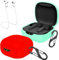 easyBee Hülle 2er-Pack Kompatibel mit JBL Vibe Flex/JBL Wave Flex/JBL Wave 300 TWS, mit 2 Karabiner Anti-Verlust-Gurte, Silikon Case Stoßfest Schutzhülle Bluetooth Kopfhörer Tasche - Rot und Grün