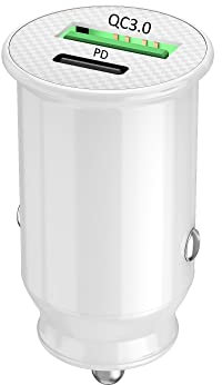 PH26 - Cargador de coche para Samsung Galaxy Z Flip 5G, ultracompacto y potente USB a USB tipo C, carga rápida, 30 W, PD & QC 3.0-2 puertos para cargar 2 dispositivos simultáneamente