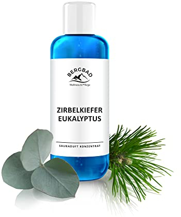 BERGBAD 250ml Saunaaufguss ZIRBELKIEFER EUKALYPTUS, wohltuendes, erfrischendes Sauna-Aufgussmittel mit naturreinen ätherischen Ölen