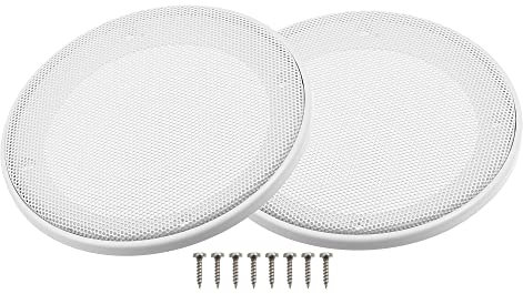 X AUTOHAUX 2 Pcs 4 Car Speaker Cover with 8 Screws Metal ABS White