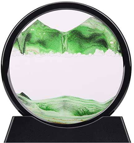 QLKUNLA Bewegliches Sandkunstbild, flüssige Bewegung, 3D-Tiefsee-Sandlandschaft in Bewegung, Display, fließender Sandrahmen, entspannender Desktop, Zuhause, Büro, Arbeit, Dekoration, Kunstspielzeug