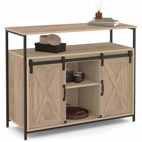 IDMarket Quebec Design Industrial - Aparador de 2 puertas, granero corredizo, 100 cm