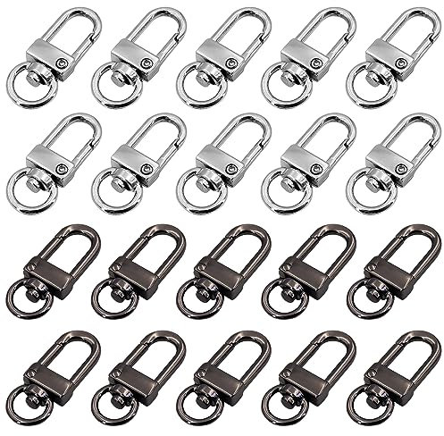 Swivel Keyrings Clasps, 20 PCS Swivel Clasps Snap Hook Zinc Alloy Lobster Clasps Small Dog Leads Clips Metal Key Ring Clip for Keys DIY Crafting Bag Chain Make