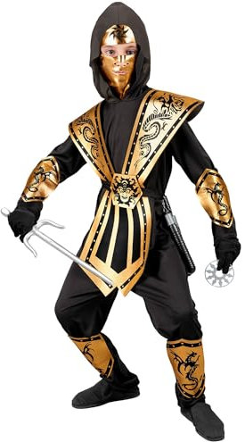 W WIDMANN MILANO Party Fashion - Costume enfant Kombat Ninja, or, combattant, guerrier Kung Fu, Japon