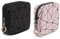 2 Pièces Trousse Maquillage Femme Petit Mini Pochette Rangement à Maquillage Kit Voyage Produit Trousse de Toilette en PU Cuir Imperméable Cadeau pour Femme Fille Enfant Anniversaire(Noir&Rose)